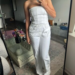 White denim jumpsuit